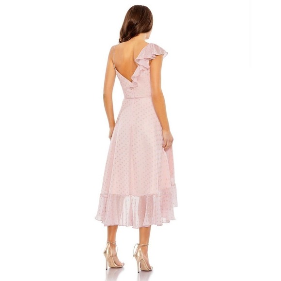 Mac Duggal Blush Ruffle Faux Wrap Cocktail Midi Dress Size 14 NWT - Picture 3 of 9